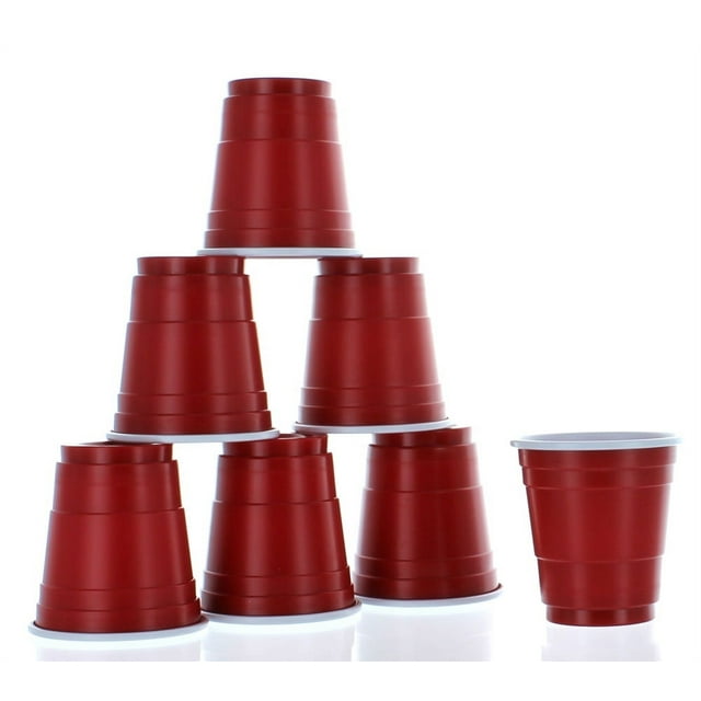 Mini Party Cup Shot Glasses, 2 Oz, Red, 20ct