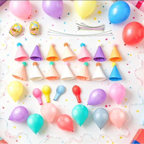 Mini Party Hats for Pets, Soft Non-Woven Birthday Cones with Balloons for Cats and Small Dogs