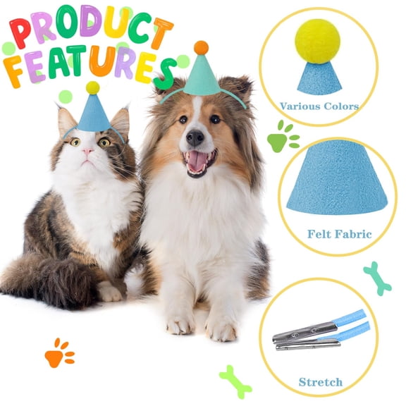 Mini Party Hats for Stuffed Animals, Birthday Party Cone Hats Dolls Dog Cat Rabbit Puppies Assorted Animal Birthday