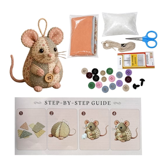 Mini Patchwork Animal DIY Sewing Kit - 2.7x4 Inch Cute Fabric Creature Craft Set, Handmade 3D Cloth Ornament Project for Beginners, Kawaii Home Decor Accent, Creative Gift for Teens & Adults
