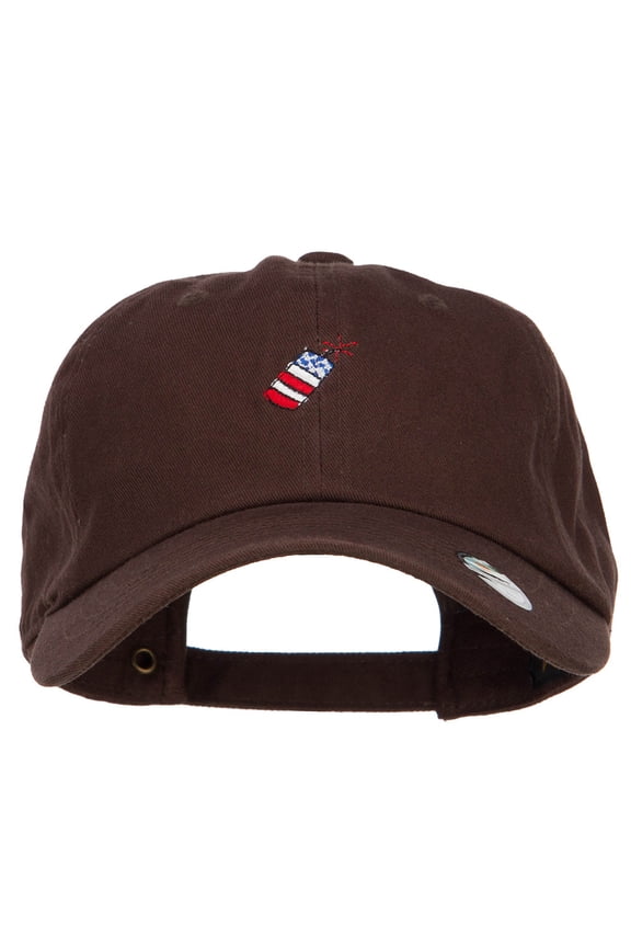 Mini Patriotic Firecracker Embroidered Unconstructed Cap - Brown OSFM