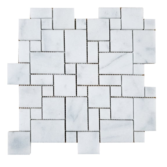Mini Pattern Crystal White Honed Marble Mosaic Tile