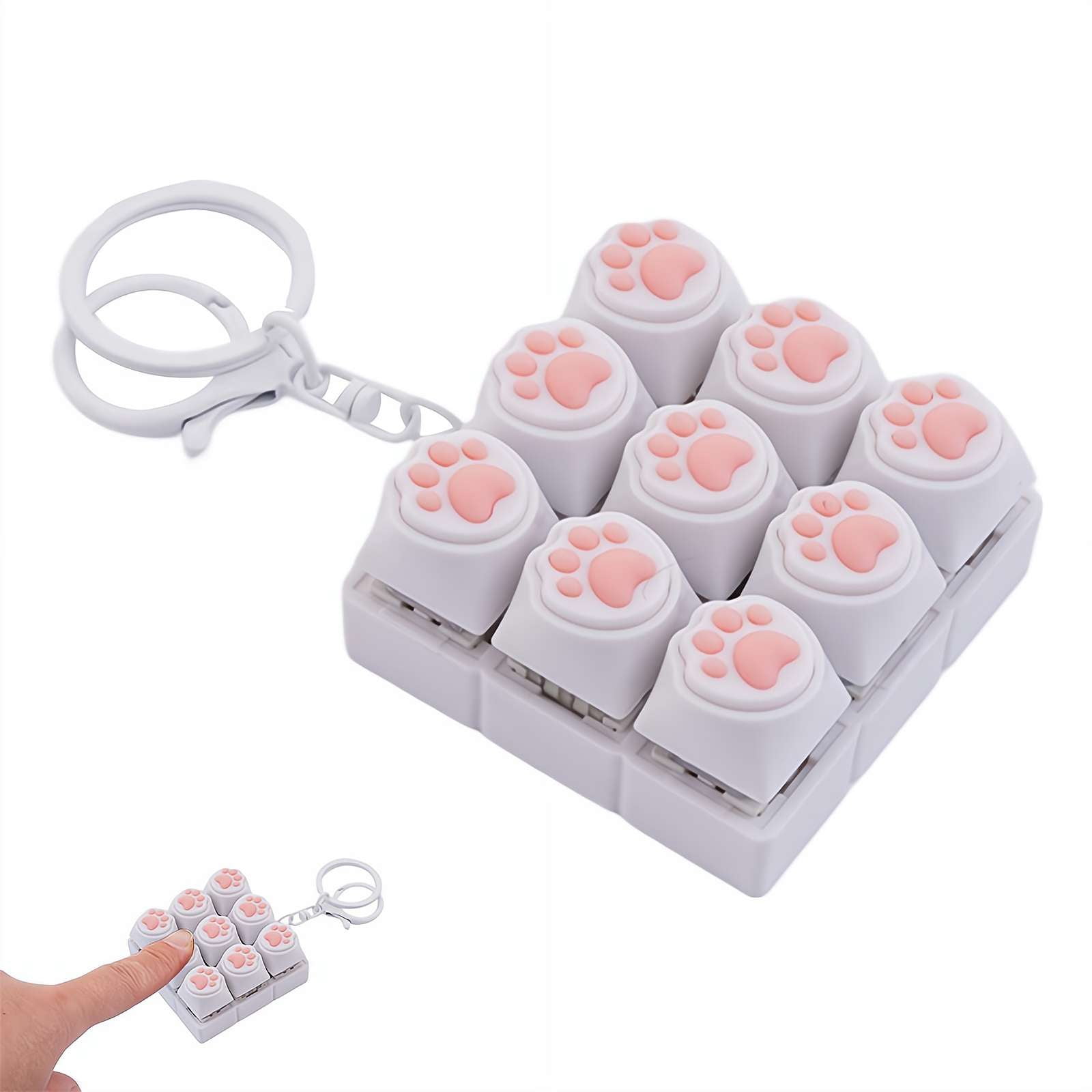 Clickable Key Chain Mini Paw Print Keyboard Fidget Toy Keychain, 9-Key Clickable Sensory ...