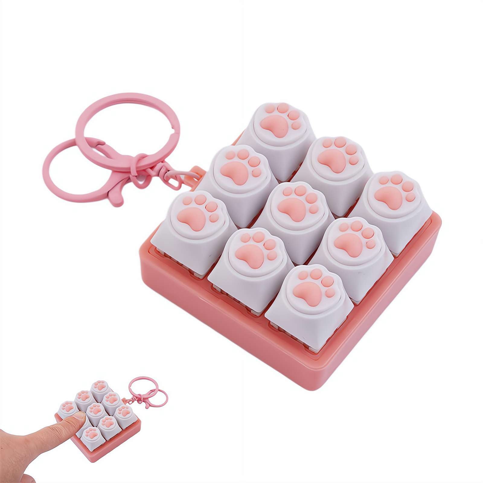 Clickable Key Chain Mini Paw Print Keyboard Fidget Toy Keychain, 9-Key Clickable Sensory ...
