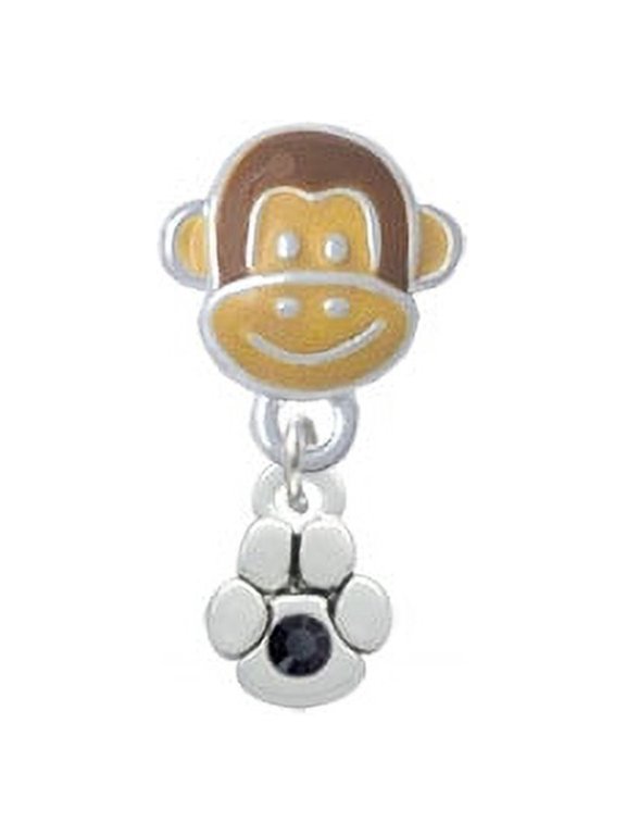Mini Paw with Black Crystal - Monkey Face Charm Bead