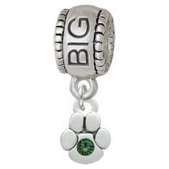 Mini Paw with Green Crystal - Big Sister Charm Bead