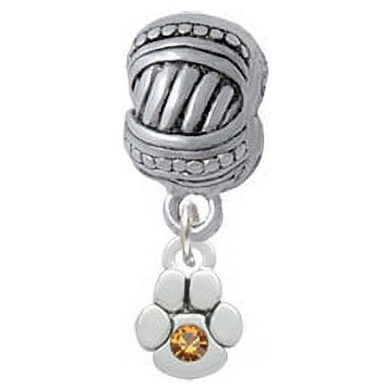 Mini Paw with Yellow Crystal - Large Rope with Cross Beads Charm Bead