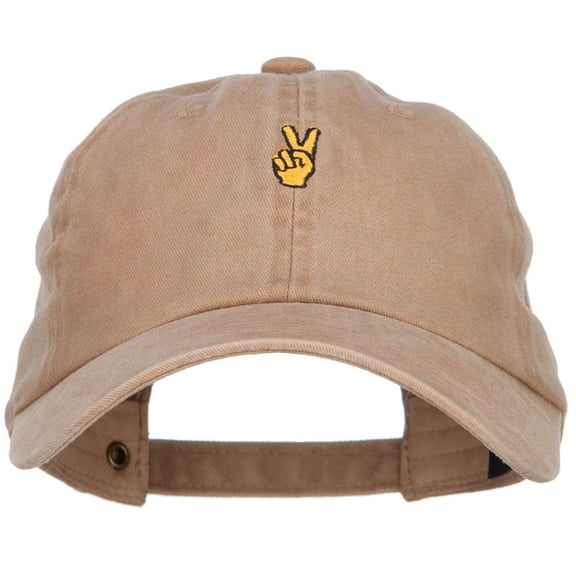Mini Peace Hand Embroidered Unstructured Dyed Cap - Khaki OSFM