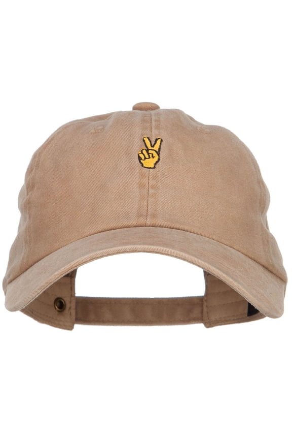 Mini Peace Hand Embroidered Unstructured Dyed Cap - Khaki OSFM