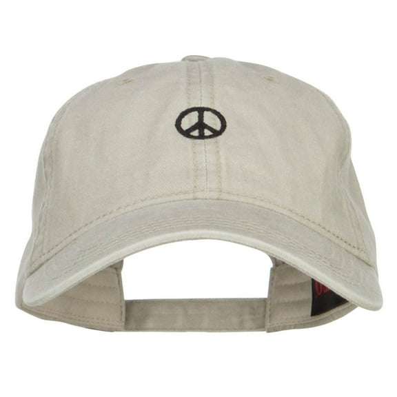 Mini Peace Symbol Embroidered Washed Cap - Stone OSFM