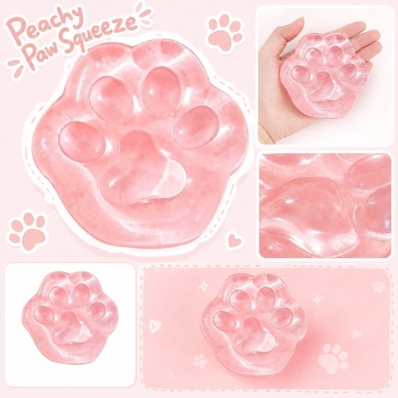 Mini Peach Pink Cat Paw Squishies Stress Reliever Cute Kitty Claw Fidget Desk Companion Decorative Sensory Squeeze