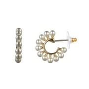 Bella by Thorne Mini Pearl Adult Hoops,Gold, (Unisex)