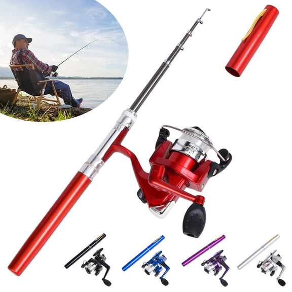 Mini Pen Fishing Rod, Portable Rotating Wheel Design, Pocket Fishing Gear for Outdoor Winter Fishing, Lightweight Mini Fishing Accessories for Travel