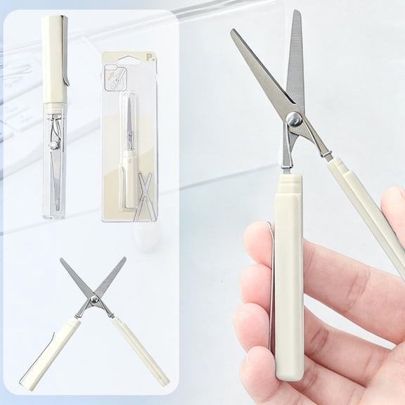 Mini Pen Portable Travel Safety Scissors,Pen Style Scissors,Folding Stainless Steel Shears,Portable Travel Safety Scissors for Office and Travel