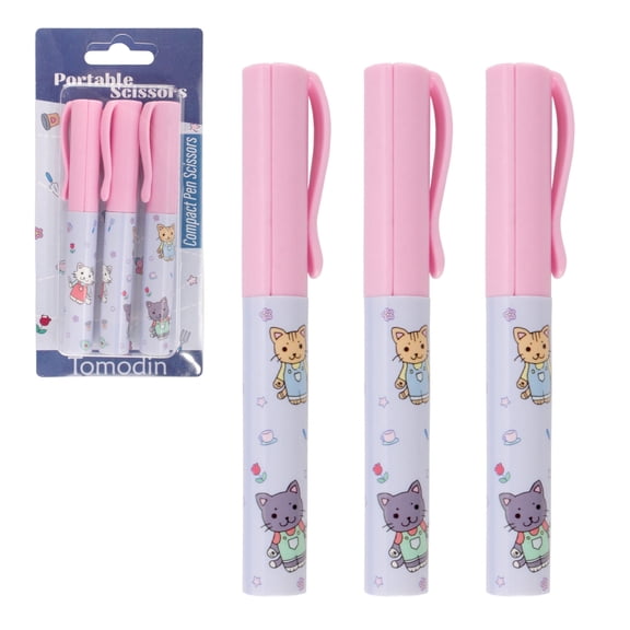 JubileeYarn Mini Pen Portable Travel Scissors - Garden Kitty - 3 Pairs
