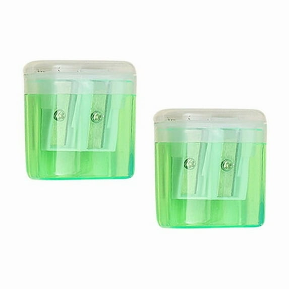 Mini Pencil Sharpener Set | Transparent Candy Color Oval Shape | Dual Hole Carbon Steel Blades | Leak-Proof Shavings Container | Portable Pocket Size | 4-Pack