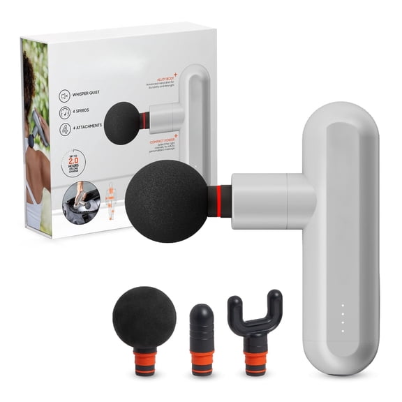 Mini Percussion Massage Gun| 4 Attachments, 4 Speeds,  Full Body Back & Shoulder Massager| Deep Tissue Muscle Recovery| Portable Pain Relief Massage Tool