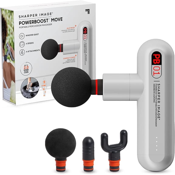 Mini Percussion Massage Gun with 4 Attachments and 4 Speeds Portable Full Body Back and Shoulder Massager Deep Tissue Muscle Recovery Tool Color Platinum