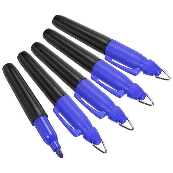 Mini Permanent Markers Golf Ball Marker Pen with Keychain Clip, Blue Ink 5 Pack