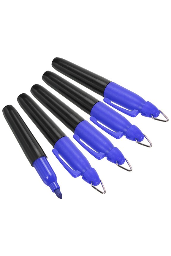 Mini Permanent Markers Golf Ball Marker Pen with Keychain Clip, Blue Ink 5 Pack
