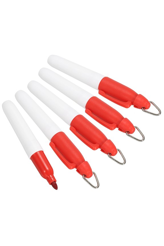 Mini Permanent Markers Golf Ball Marker Pen with Keychain Clip, Red 5 Pack