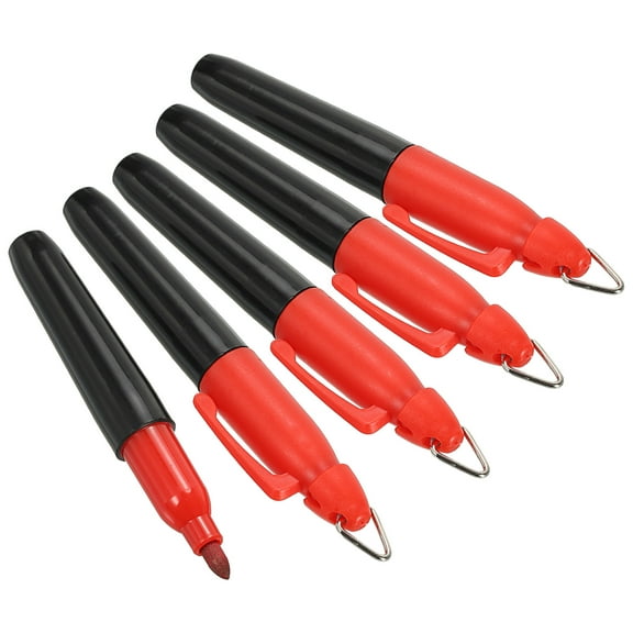 Mini Permanent Markers Golf Ball Marker Pen with Keychain Clip, Red Ink 5 Pack