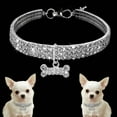 thumbnail image 1 of Mini Pet Dog Bling Choker Collar Rhinestone Necklace Size 7.68-9.65 Inches (White), 1 of 2