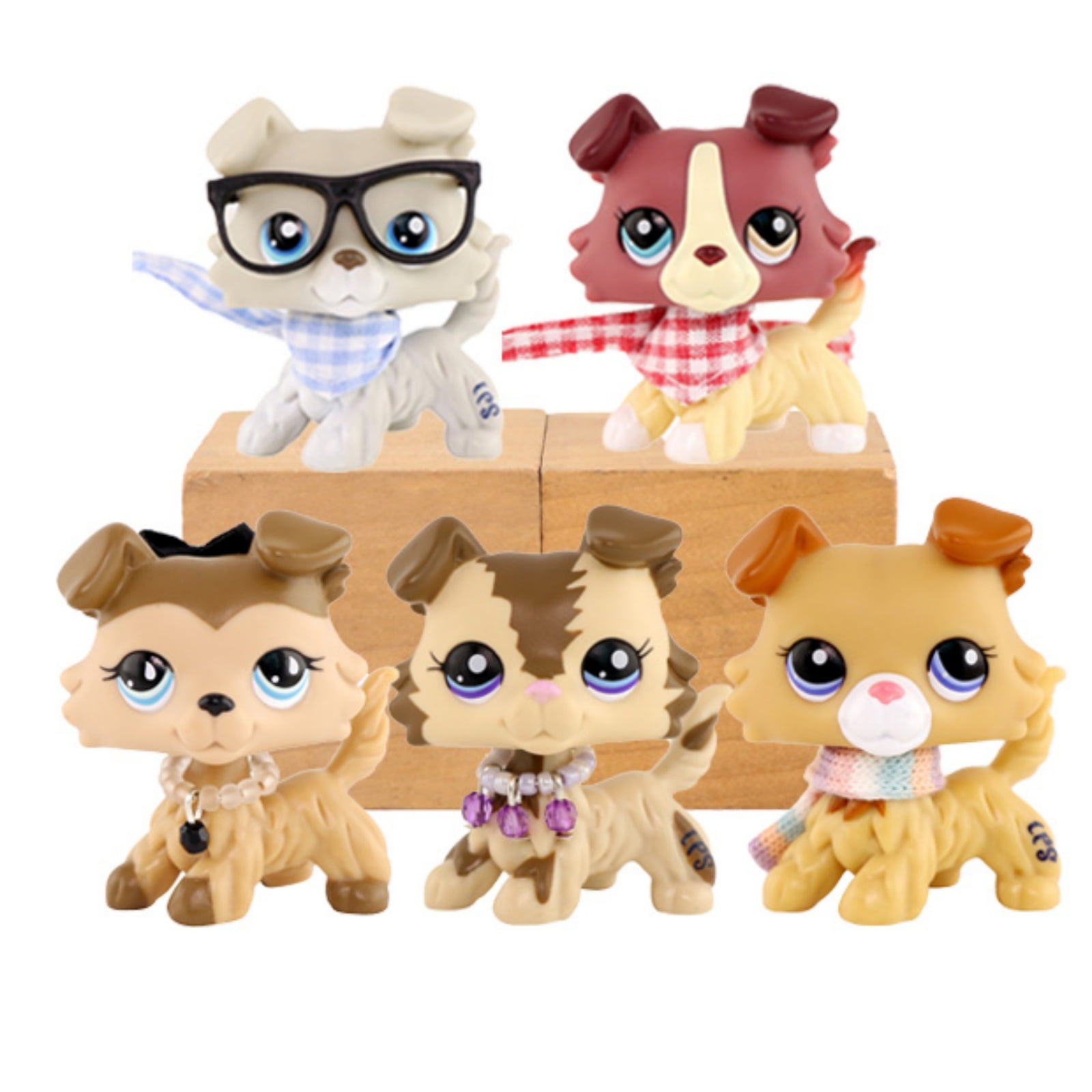 Mini Pet Shop 5pcs lps Toys Collie with Accessories #363 #893