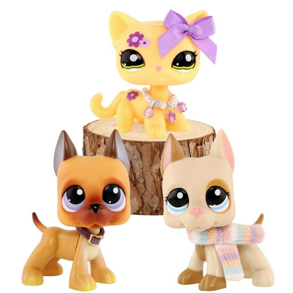 Mini Pet Shop lps Toys Great Dane #244 #1647 Shorthair Cat #1962 with Cute Accessories