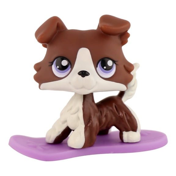 Mini Pet Toy Dog Collie with Surfboard Accessory,Collectible Mini Toy Figurines