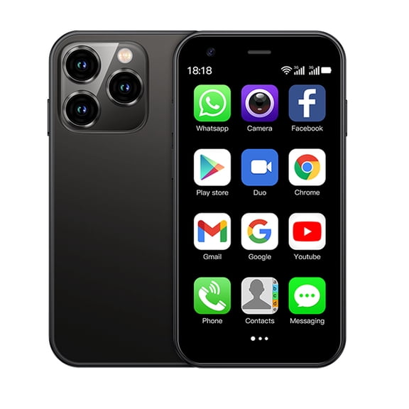 Mini Phone 2G+16GB Smartphone 3.0 Inch Android 8.1 3000mAh Small Mobile Phone Student Pocket Cell Phone Dual SIM GPS Face ID(Black)