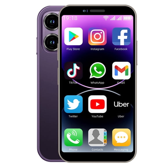 Mini Phone 2G+16GB Smartphone 3.0 Inch Android 8.1 3000mAh Small Mobile Phone Student Pocket Cell Phone Dual SIM GPS Face ID(Purple)