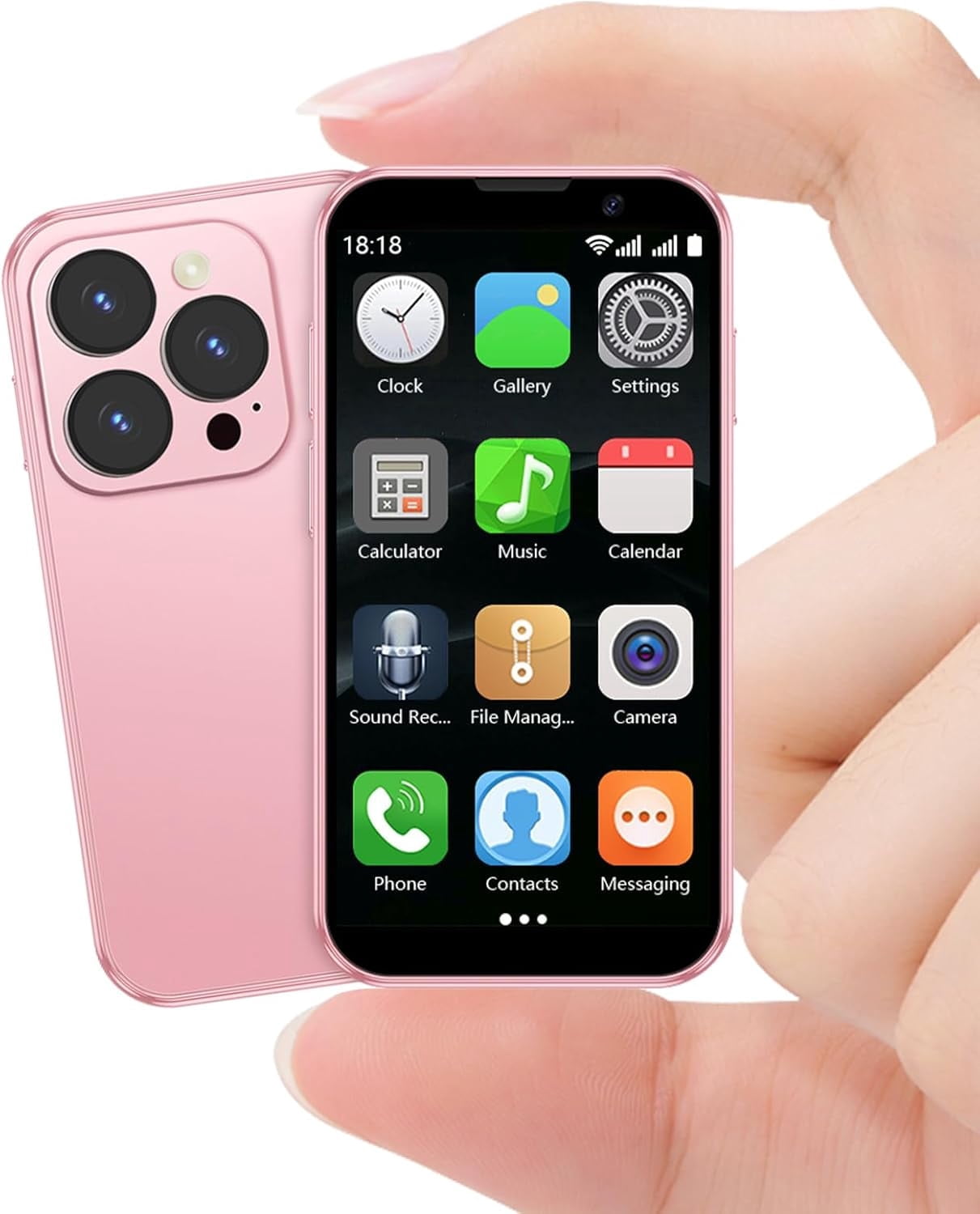 Mini Phone 3G Unlocked Small Smartphone with 2GB+16GB, 3.0" HD Touch Screen,Dual SIM, Pocket Cellphone, Best Gift for Kids, Mini Phone for Kids - Pink