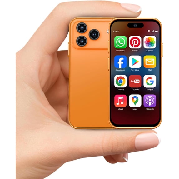 Mini Phone for Kids,Unlocked Kid Phone,4.0 inch HD Touch Screen,3GB+32GB,4G,Dual SIM,Face ID,Android 10.0,GPS,Kids Smart (Orange)