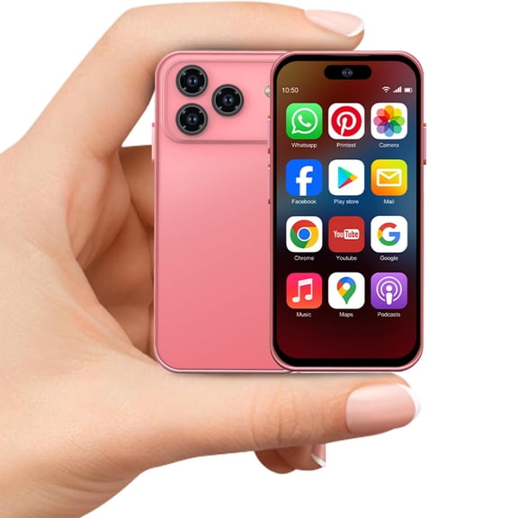 Mini Phone for Kids, Unlocked Kid Phone, 4.0 inch HD Touch Screen, 3GB+32GB, 4G, Dual SIM, Face ID, Android 10.0, GPS, Kids Smart Phone (Pink)