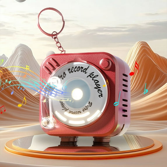 Mini Phonograph Keychain Creative Retro Recorder Pendant for Music Lovers Lightweight and Portable for Bags Unique Design Accessory Vintage Style Sound Recording(Red)