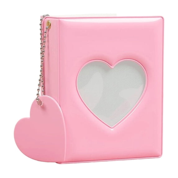 Mini Photo Album with Heart Cutout, Compact 4.33x3.35In Desktop Decor, Holds 3 Inch Prints, Perfect for Photocards Pictures and Small Keepsakes, Portable Lightweight Gift Ready