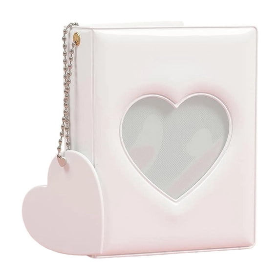 Mini Photo Album with Heart Cutout, Compact 4.33x3.35In Desktop Decor, Holds 3 Inch Prints, Perfect for Photocards Pictures and Small Keepsakes, Portable Lightweight Gift Ready