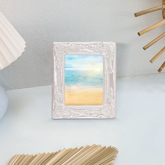 Mini Photo Frame Display Rack | Antique Resin Frames Small Picture Frame | Vintage Decor with Carved Details | Tabletop Keepsake Frame for Home Decor | 6x5cm