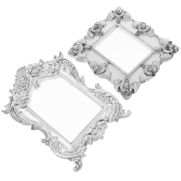 Mini Photo Frame Props Kit 2 Pcs Resin Small 4x3 Retro Style Picture Frames for Home Decor