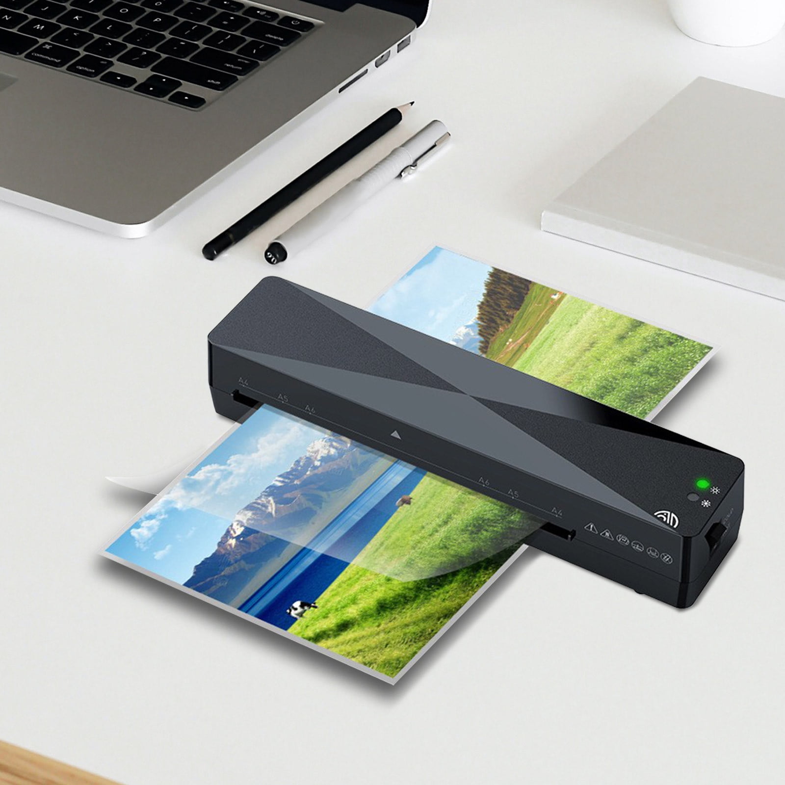 Mini Photo Laminator Automatic Small Laminator, A4 A5 A6 Size Home Laminating Machine with Fast Preheat Low Noise, Photo Plastic Sealer for Documents Photos Craft Projects