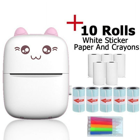 Mini Photo Printer, Portable Pocket Thermal Printer with 10 Rolls Paper, Bluetooth Wireless Printer for Home Use, Picture Printer for Photo Receipt Label Printing with iOS Android APP (Pink)