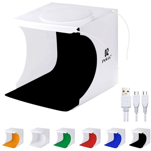 Mini Photo Studio Super Bright Photography Light Box Lightbox Portable Shooting Light Tent with 6 Colors Photography Backdrops Waterproof Background Screen Carrying Bag (20 Centimeter)