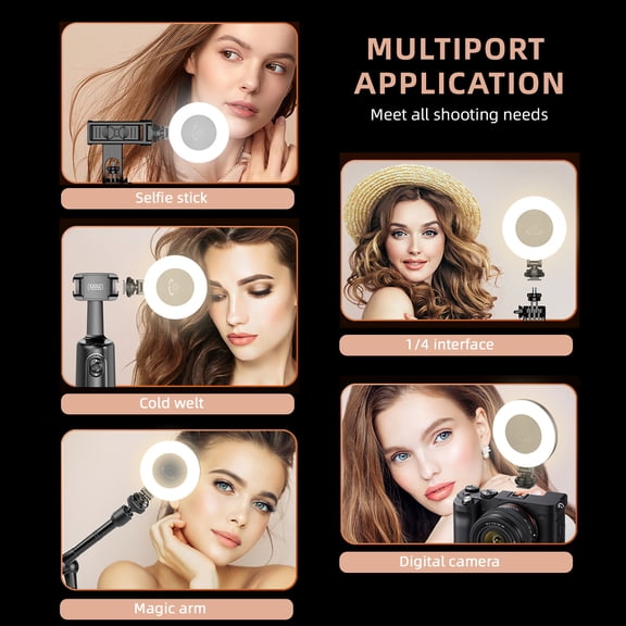 Mini Photography Lamp Portable LED Light -color Video Light 360Rotatable Type-C Power 48 LED Beads With Cold Shoes Mount & 4/1in Screw Compatible With Selfie Stick Camera