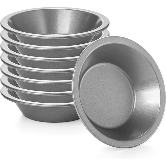 Mini Pie Pan 8-Piece Set, 5 Inch, Non-Stick Individual Dish Pie Plate, Round Tin Pie Pan, Small Metal Bakeware for Baking Pot Pies, Cakes, Quiches, Tarts, Desserts