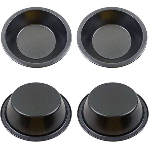 Mini Pie Pans 5 Inch, 4 Pieces Small Round Pot Pie Plates, Nonstick Carbon Steel Bakeware Set-for Baking Pies, Crust,Tarts