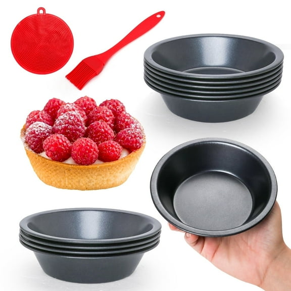 Mini Pie Pans, 5 Inch Mini Pie Tins Reusable Round Small Pie Pans, Carbon Steel Mini Tart Pan Nonstick Round Small Pie Tins for Baking Dessert, Fruit Pie and Meat Pie (5-inch Set of 12)