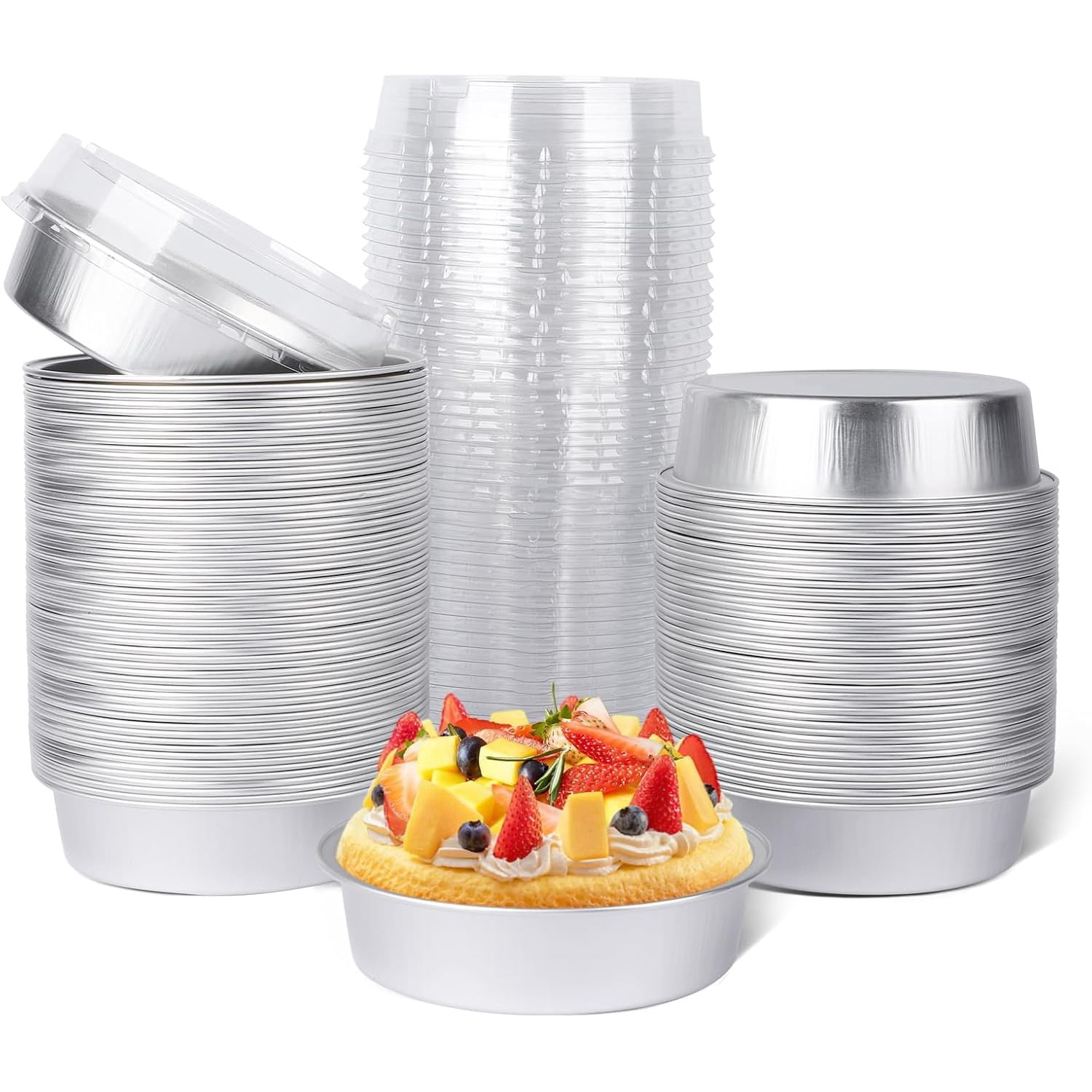 Mini Pie Pans with Lids, 120 Pack 4 Inch 8oz Disposable Mini Cake Pans ...