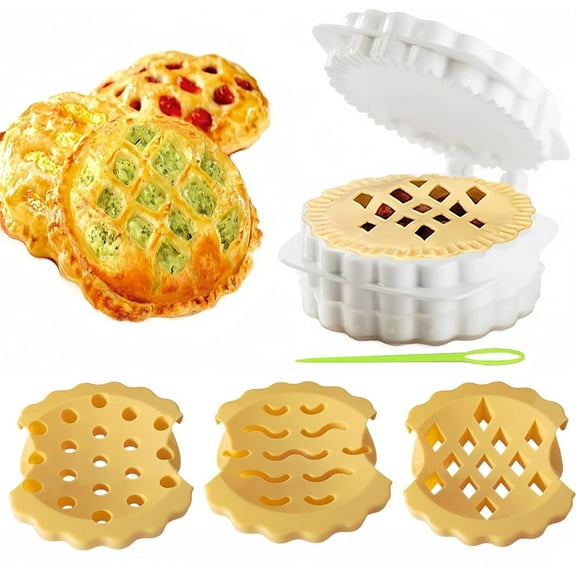 Mini Pie Plate Set of 3, 3 Shapes Multipurpose Pie Maker, Pocket Pie Mold, Manual Dough Sheeter, Autumn Pie Maker, Waffle Pie Maker, Plaid Cookie Mould for Christmas Birthday Party