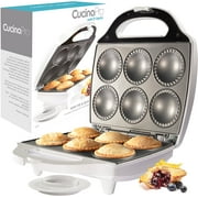 Mini Pie & Quiche Maker for Easy Brunch Baking- Nonstick Baker Cooks 6 Small Quiches or Pies in Minutes- Dough Cutting Circle Included